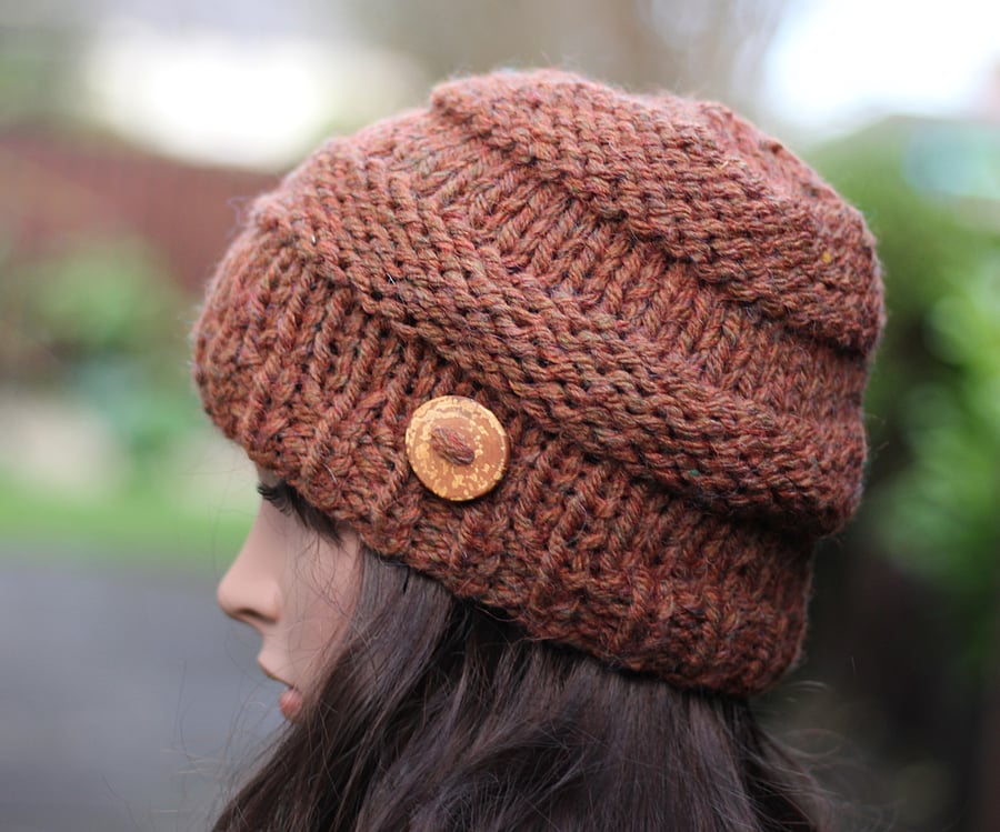 Hat chunky womens, bronze beanie, gift guide for her