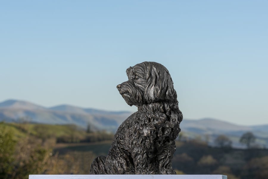 Sitting Maltese Terrier Dog Statue Large Bronze Resin Garden Sculpture 