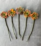 Pretty crocheted flower posy - orange mix - Image 1