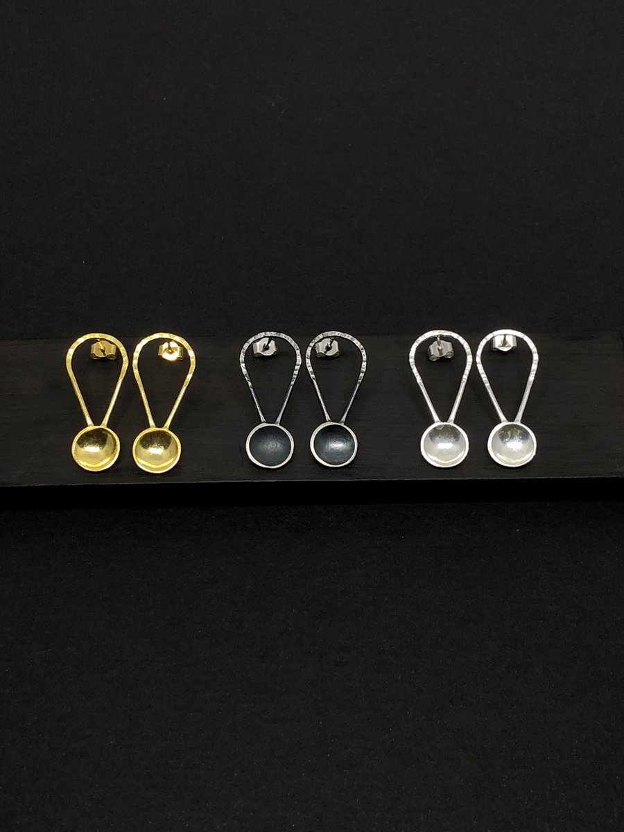 Sterling silver spoon stud earrings with hammered detail, spoon earrings.