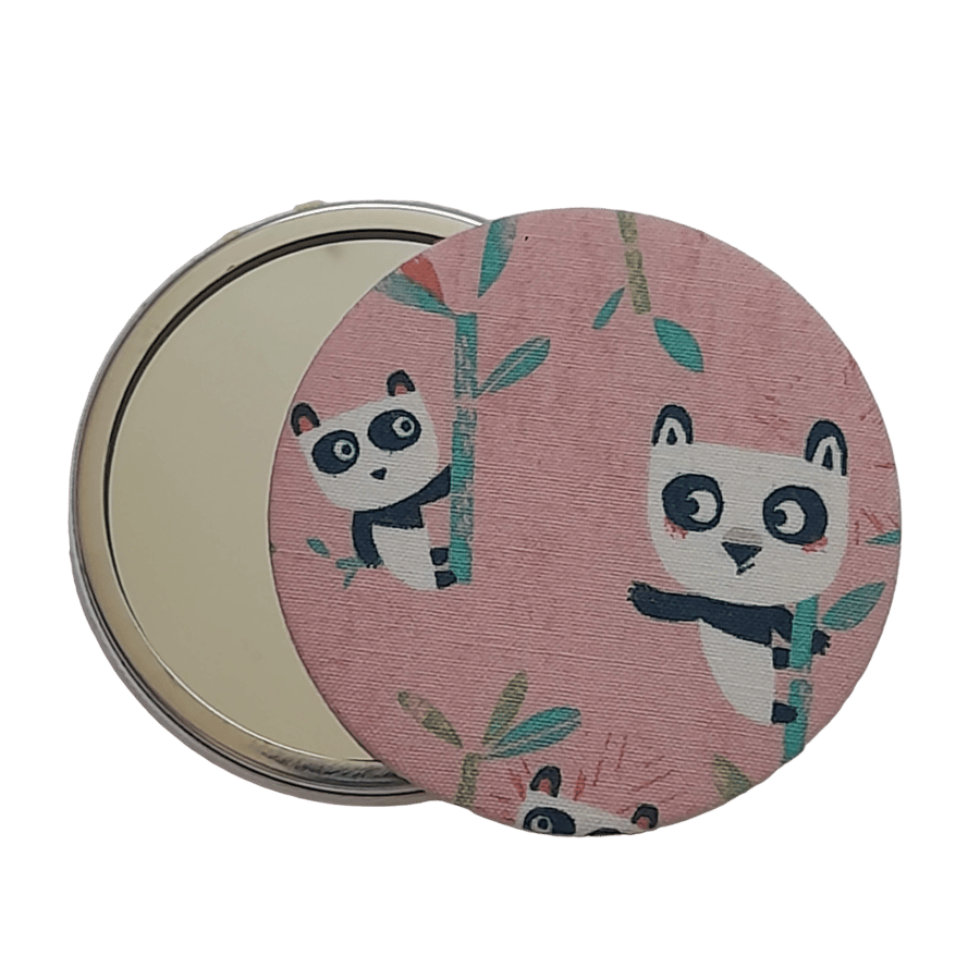 Panda Design Fabric Backed Pocket Mirror