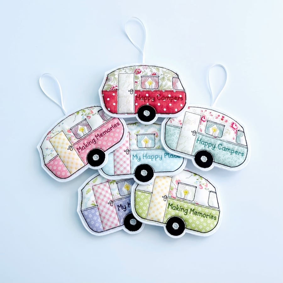 Vintage Caravan Fabric Hanging Decoration