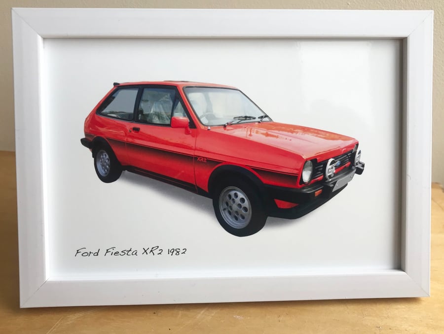 Ford Fiesta XR2 1982 - 4x6", A4 or A3 Print in a Black or White frame