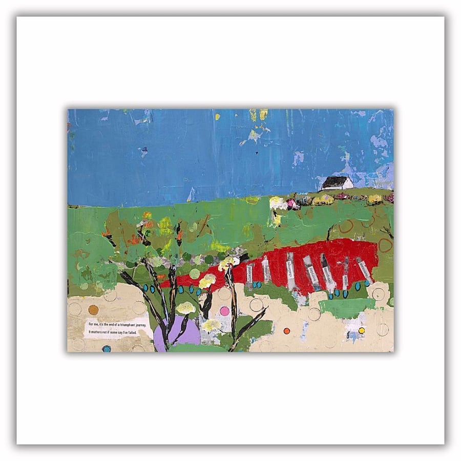 Original abstract landscape painting - mixed media painting - ready to hang