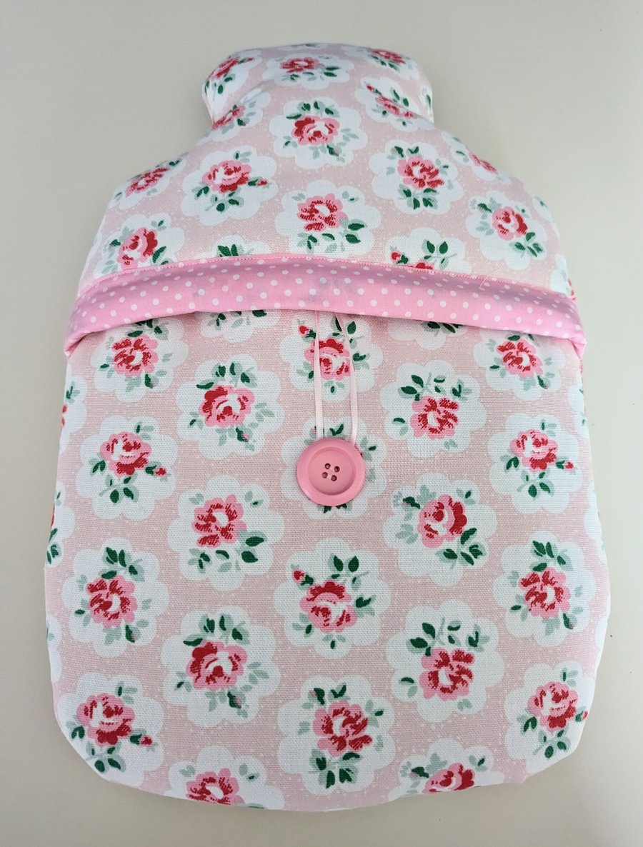 Hot Water Bottle Cover made in Cath Kidston Provence Rose fabric (with bottle)