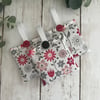 Lavender Sachets: Set of 3 in dark red & grey floral Cotton fabric, Sleep