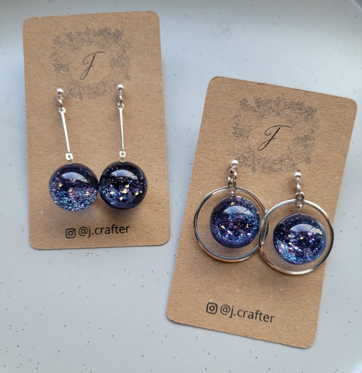 “Stellar Drift” Resin Earrings