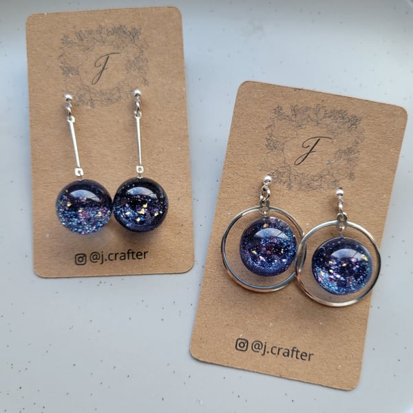 “Stellar Drift” Resin Earrings