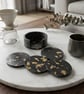 Black & Gold Leaf Eco-Resin Coaster Set
