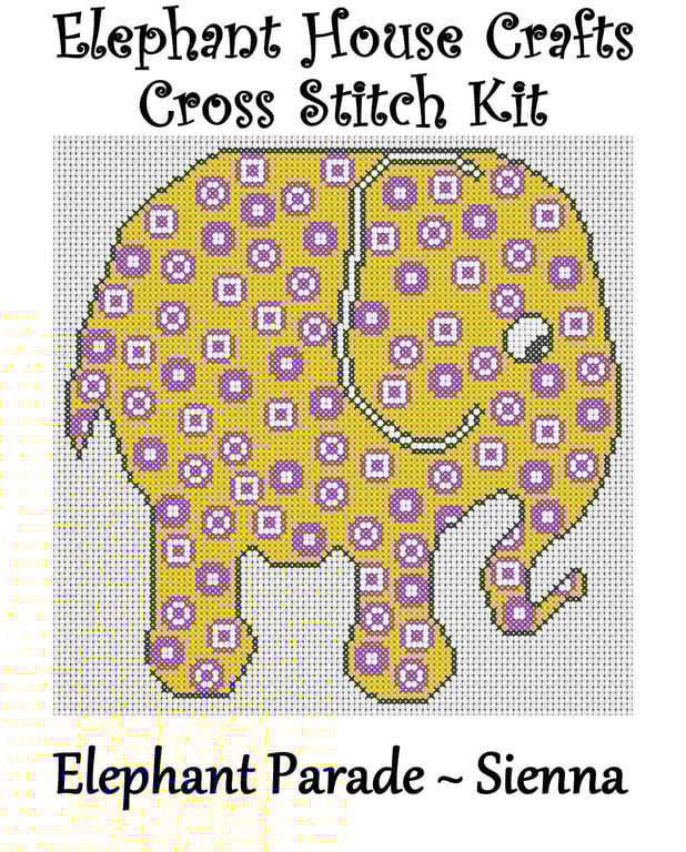 Elephant Parade Cross Stitch Kit Sienna Size Approx 7" x 7"  14 Count Aida
