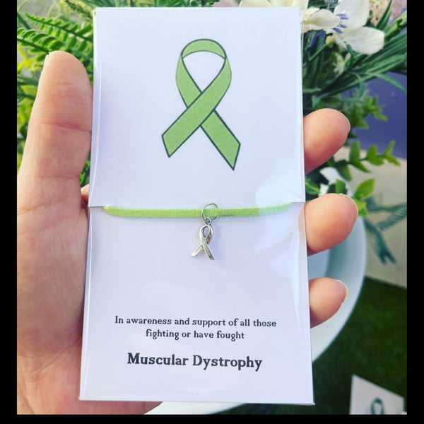 In awareness and support of muscular dystrophy awareness wish bracelet charm 