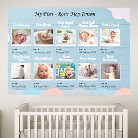 My First Baby Milestone Scrapbook Poster For Nursery Wall Decoration
