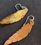  leaf earrings, enamel on copper with silver ear hooks - Image 3
