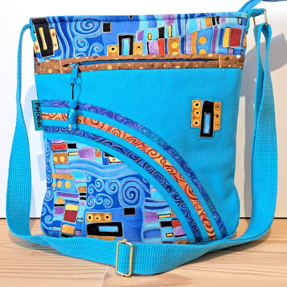 Sky blue handbag ,Spanish mosaics