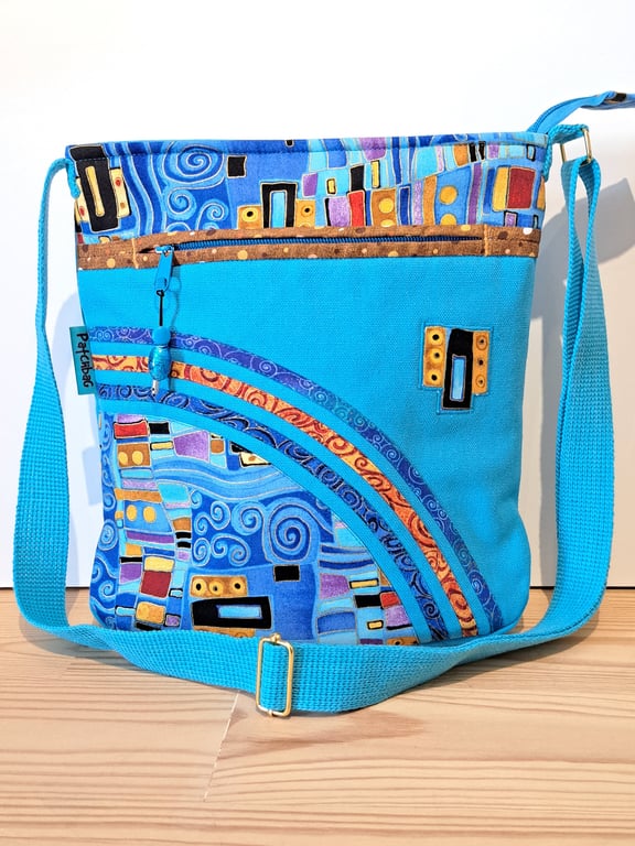 Sky blue handbag ,Spanish mosaics
