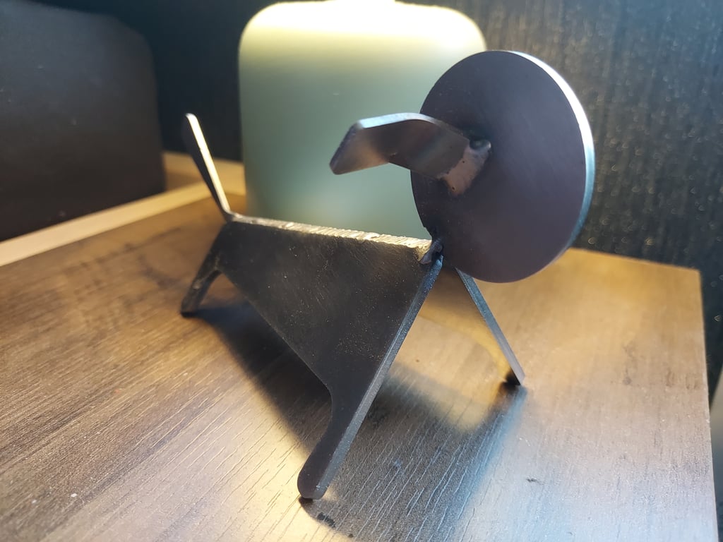 Handcrafted Industrial metal dog sculpture figurine.