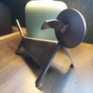 Handcrafted Industrial metal dog sculpture figurine.