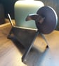 Handcrafted Industrial metal dog sculpture figurine.