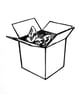 Cat in a Box - Linocut Print - Image 1