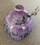 Jam Pot, Sugar Bowl with Lid and Spoon in Speckled Purple Glaze