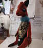 Primitive textile art Fox sculpture, textile art, vintage style, home decor - Image 6