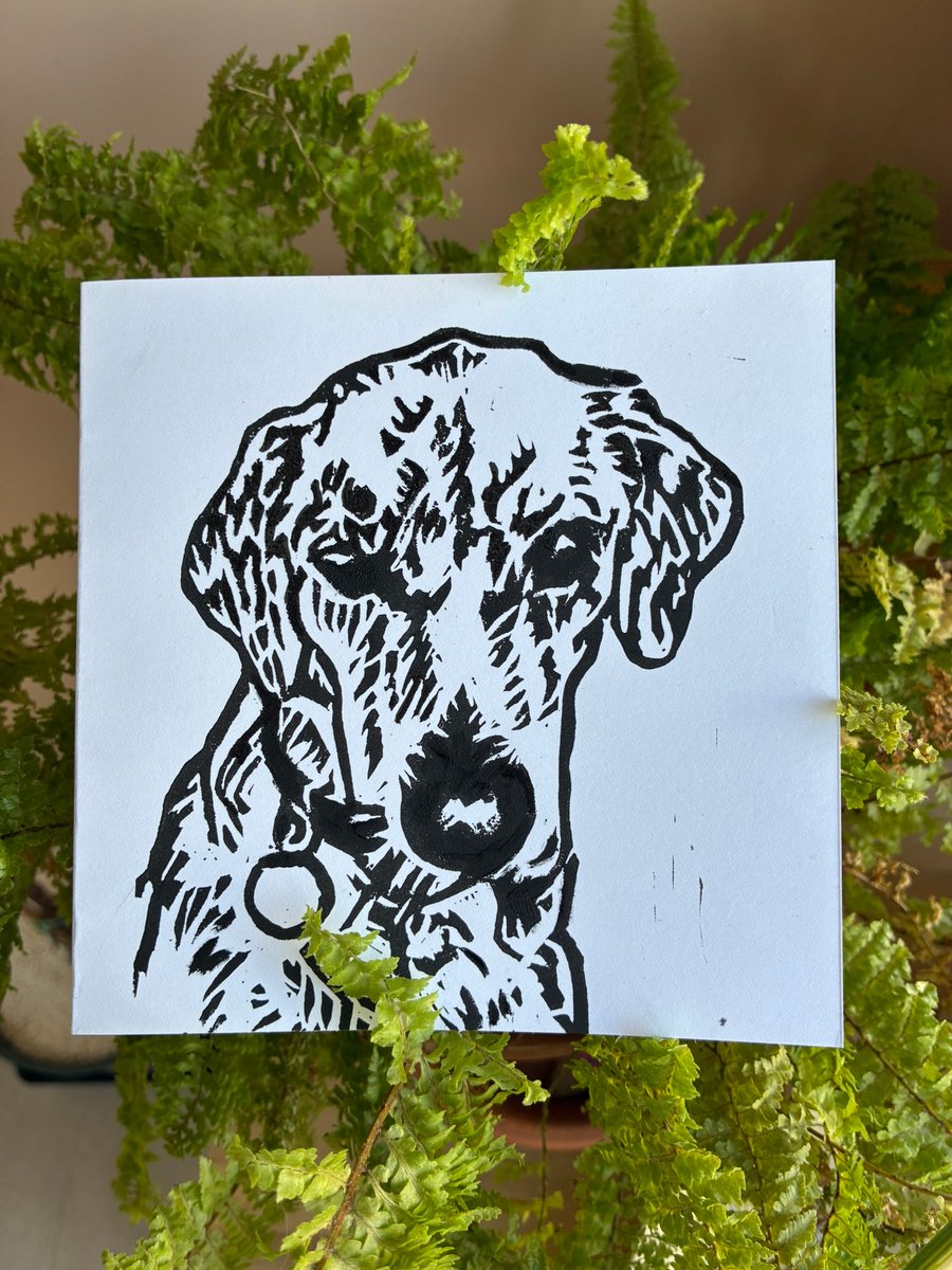 Image of Labrador Greeting Card Lino Print