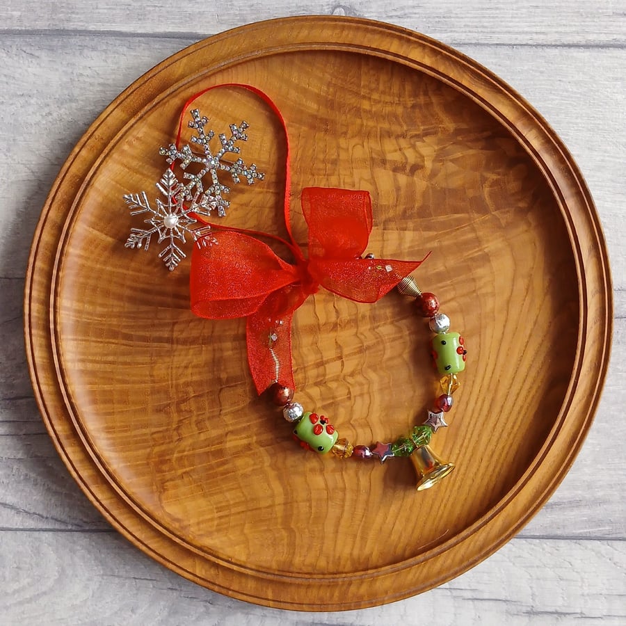 Beaded Ring Christmas Tree Decoration, Traditional, Festive