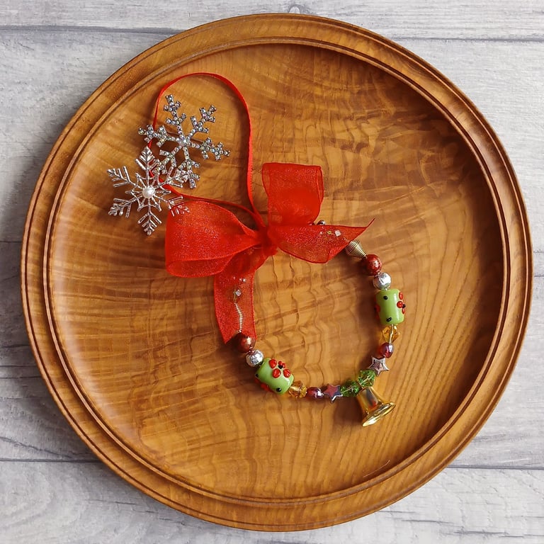 Beaded Ring Christmas Tree Decoration, Traditional, Festive