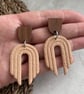 Boho Statement Jewellery - Textured Light Tan Rainbow Arch Earrings  - Image 3