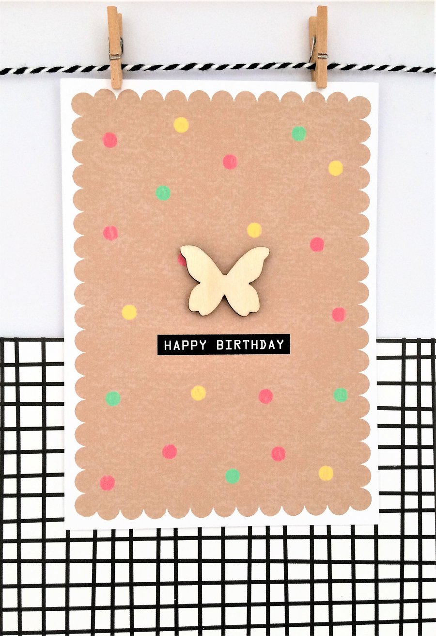 Butterfly Birthday Card - Handmade Card - Happy Birthday