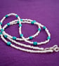 Turquoise and white beaded sunglasses cord - Image 3