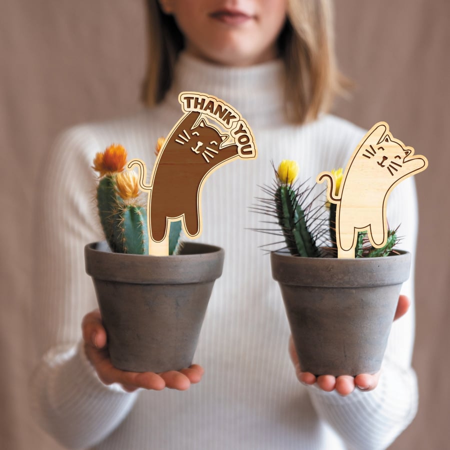 Cute Cat Gift Plant Tag Thoughtful Thank You Appreciation Gift Small Present