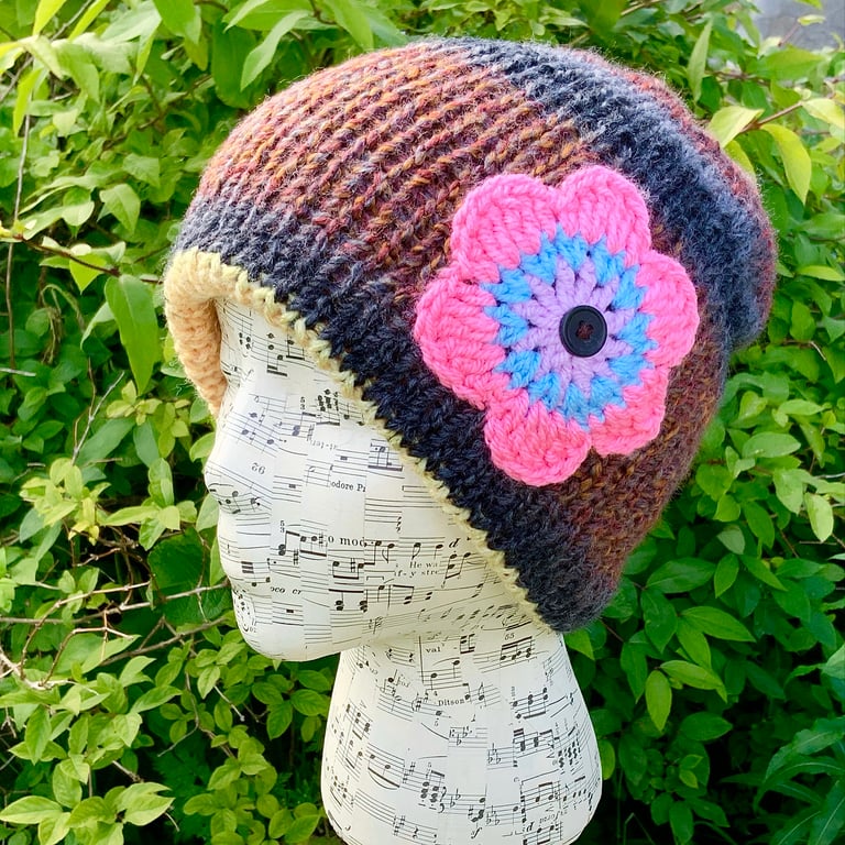 Hand Knitted Hat. Reversible Hat. Beanie. Hat. Woollen Hat. Double Layered Hat.