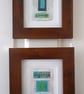 Pretty Patterned Green Turquoise Blue Handstitched Geometric Small Artworks - Image 9