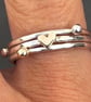 Jester Ring, gold heart ring, silver heart stack ring, love ring, valentines  - Image 7