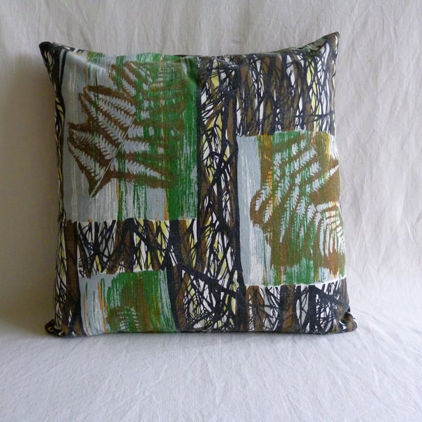 1960s vintage  brown "Fernwood" fabric cushion cover