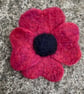 Hand felted large red flower brooch