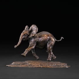 Foundry Bronze Playing Baby Elephant Animal Statue Small Bronze Metal Sculpture 