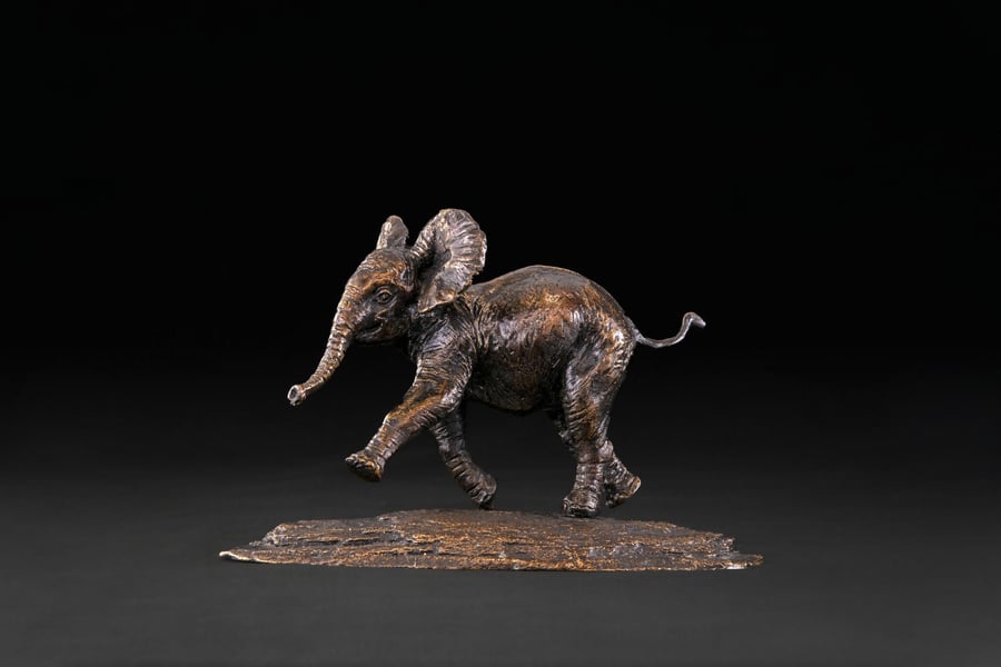 Foundry Bronze Playing Baby Elephant Animal Statue Small Bronze Metal Sculpture 