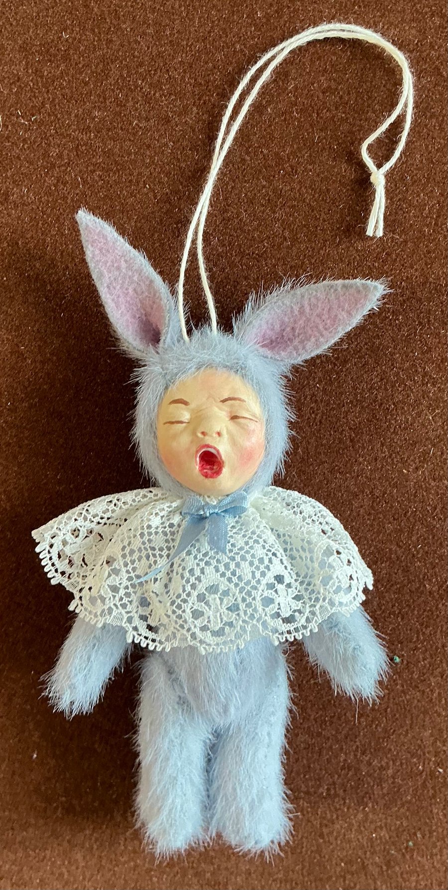 Blue yawning Bunny Bear baby