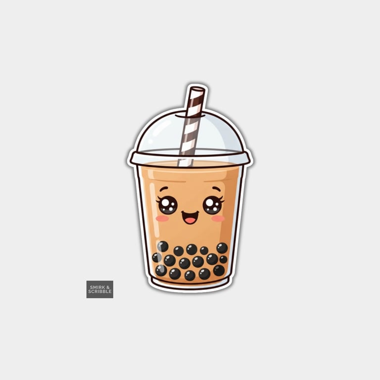 Funny Vinyl Die Cut Sticker For Adults - Cute Bubble Tea Drink
