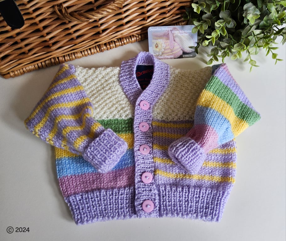 Hand Knitted Baby Girl's Cardigan Size 6-12 months