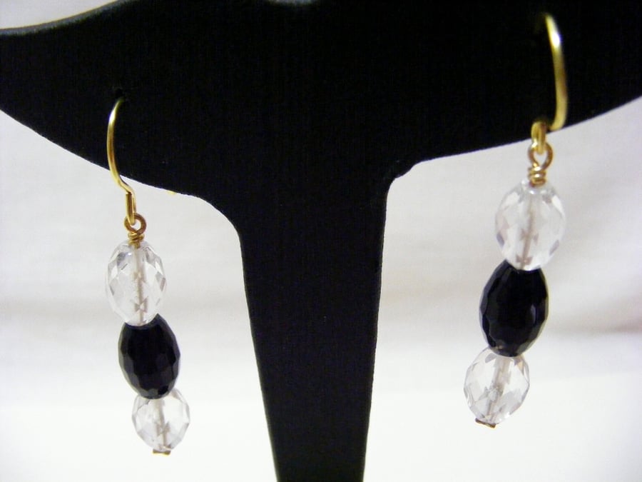 Agate and Quartz Gemstone Earrings