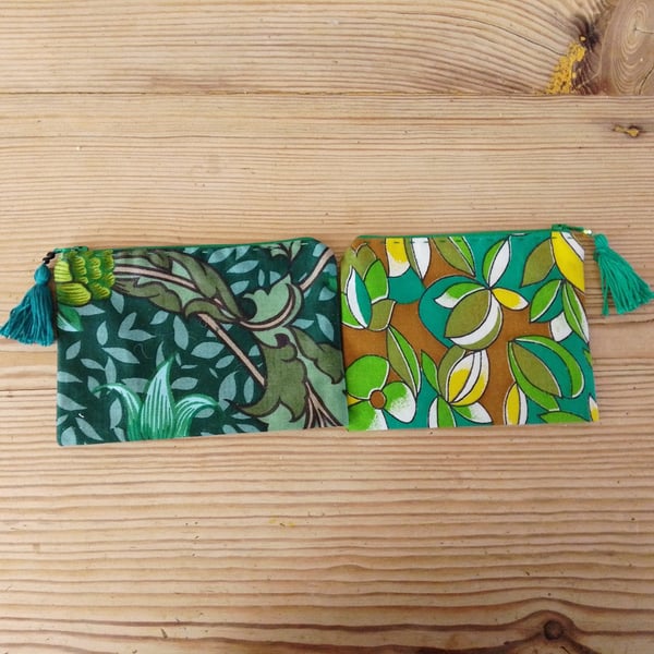 Make up bags made using vintage fabrics