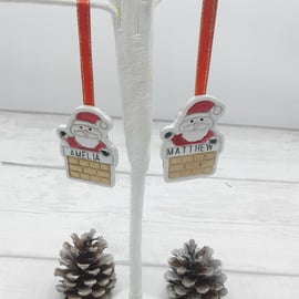 Personalised Christmas decoration. Tree decoration. Ceramic Santa.