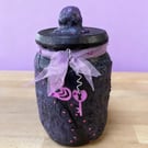 Velvet Effect Lilac Decorative Jar OOAK Hand Sculpted Mixed Media Sculpture Jar