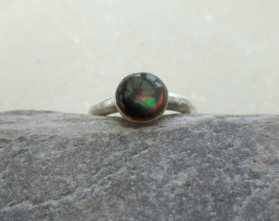 Sterling Silver Adjustable Ring with Black-lipped Pearl 