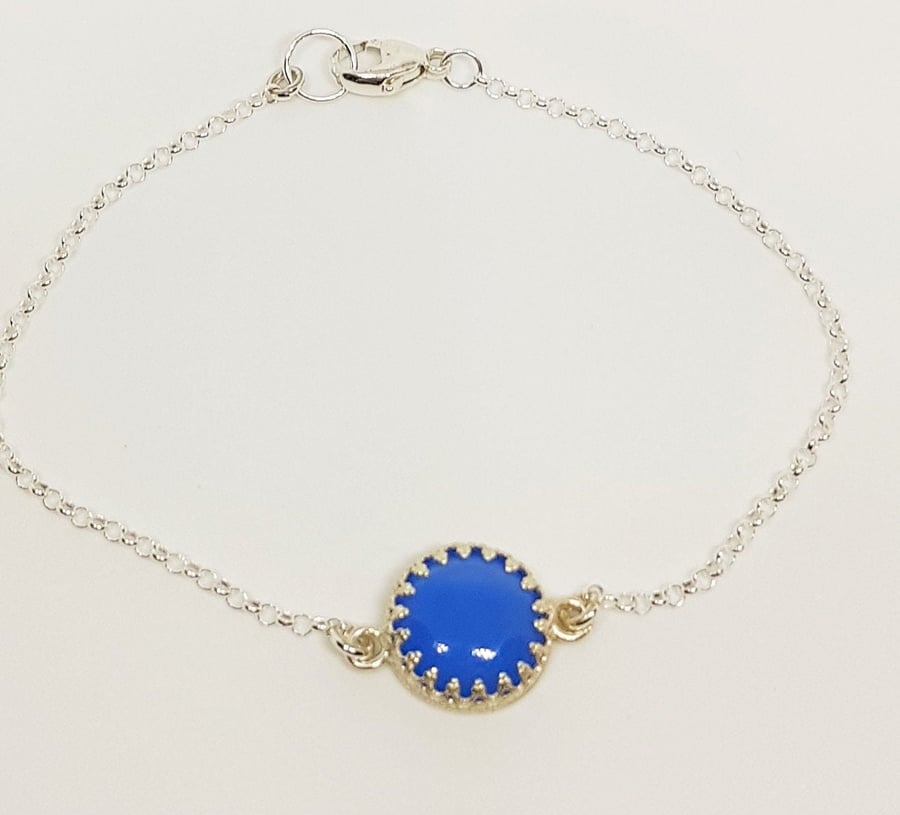 Blue Chalcedony Sterling Silver Gemstone Bracelet