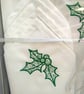Napkins, A Set of 4 Large Table Napkins with Embroidered Holly Design - Image 3