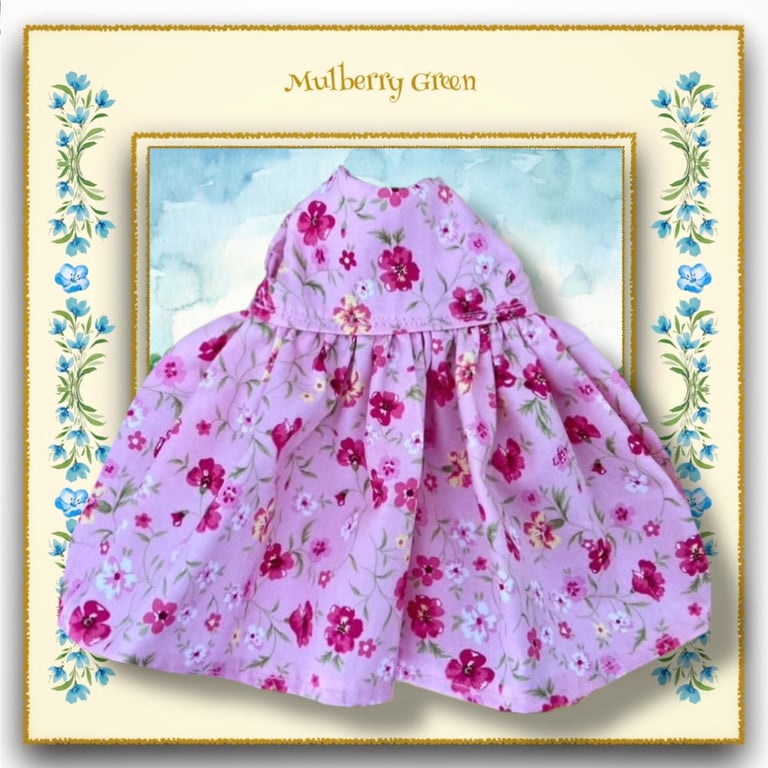 Pink Floral Dress with Round Neck